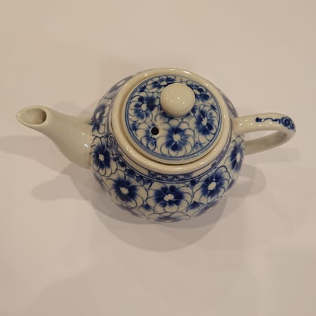ベトナム バッチャン焼き 茶器セット 菊 藍色