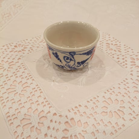 ベトナム バッチャン焼き 湯呑み茶碗 菊柄(青)