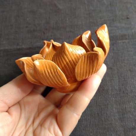 美しい 蓮花 お香たて オレンジ