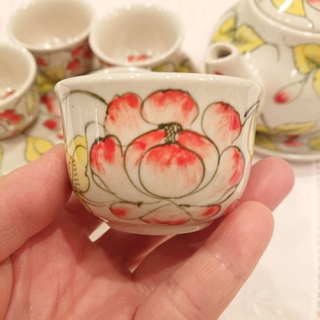 ベトナム バッチャン焼き 茶器セット 芙蓉 ホワイト