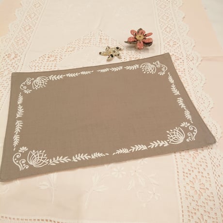 Vietnam hand-embroidered handmade mat, grey