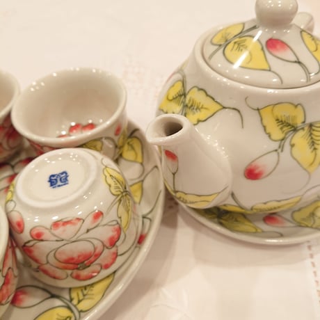 ベトナム バッチャン焼き 茶器セット 芙蓉 ホワイト