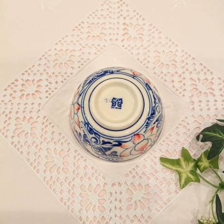 バッチャン焼き 小椀皿 蓮花柄 青 2個セット